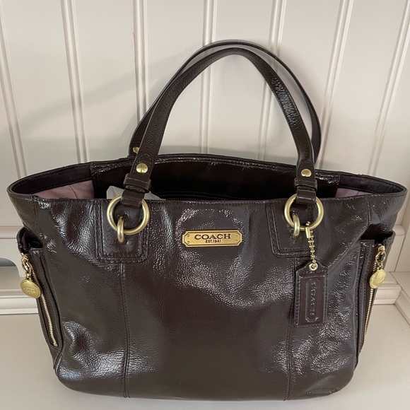 Coach Gallery Patent Leather Mahogany Brown Tote F-20431 Excellent Condition - Picture 1 of 16